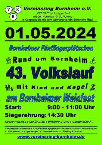 43. Volkslauf "Rund um Bornheim mit Kind und Kegel" 2024